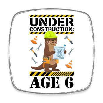 Under Construction 6. Geburtstag Otter - Viereckiger Kühlschrankmagnet - Weiß - Vorne