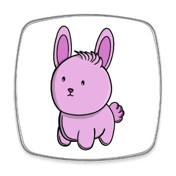 Dessin animé mignon lapin rose Kawaii Rabbit adorable - Magnet carré - blanc - Devant