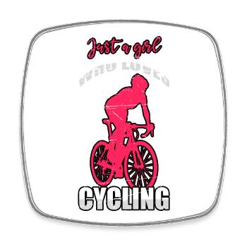 Just a Girl Who Loves Cycling - Square fridge magnet - white - Front