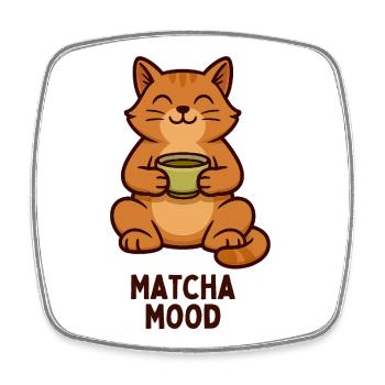 Matcha Mood Katze Teezeit - Viereckiger Kühlschrankmagnet - Weiß - Vorne