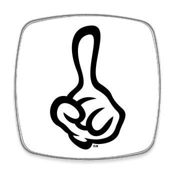 Erhobener Zeigefinger (Finger / Linke Hand / 1C) - Viereckiger Kühlschrankmagnet - Weiß - Vorne