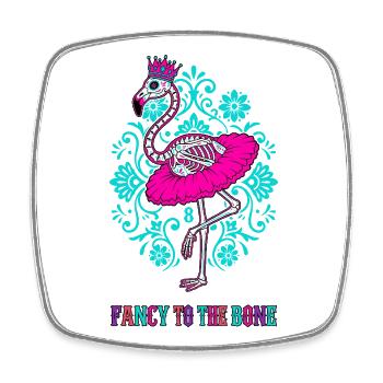 Fancy To The Bone 8th Birthday Flamingo - Square fridge magnet - white - Front