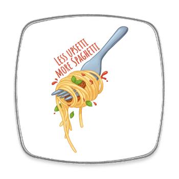 Less Upsetti More Spaghetti – Kawaii Food Meme - Square fridge magnet - white - Front