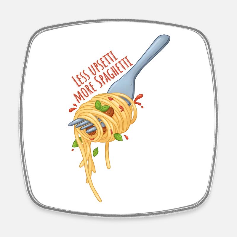 Moins d’upsetti, plus de spaghettis – Meme de la cuisine kawïenne - Magnet carré - blanc