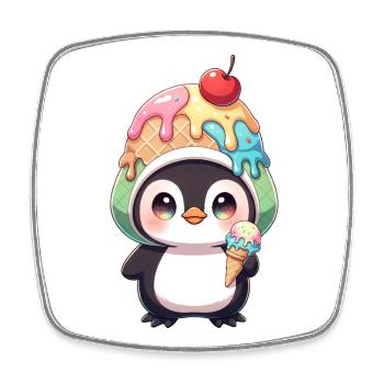 Süßer Pinguin Cartoon Eiscreme Sommer Regenbogen - Square fridge magnet - white - Front