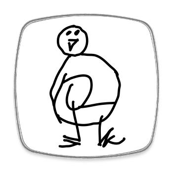 Doodle Penguin - Square fridge magnet - white - Front