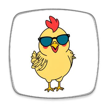 Poussin avec des lunettes de soleil - Magnet carré - blanc - Devant