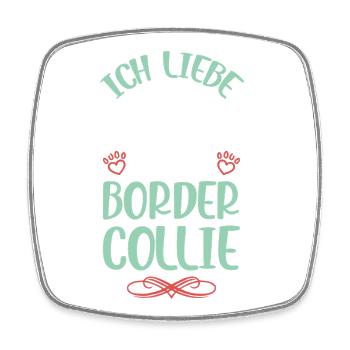 I love Border Collie - Square fridge magnet - white - Front