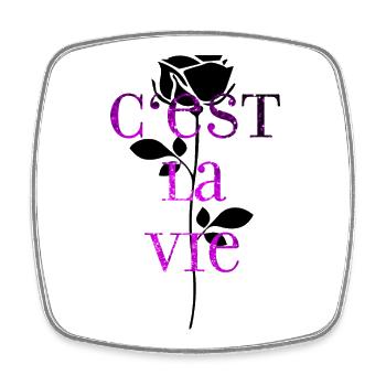 C'est La Vie mood vibe - Viereckiger Kühlschrankmagnet - Weiß - Vorne
