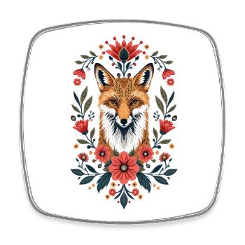 Flower Fox Portrait - Square fridge magnet - white - Front