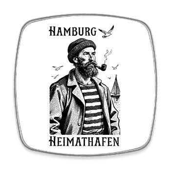 Hamburg Heimathafen Seemann - Viereckiger Kühlschrankmagnet - Weiß - Vorne
