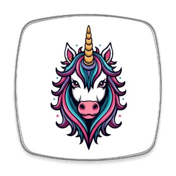Wild Unicorn Neon Splendor - Square fridge magnet - white - Front