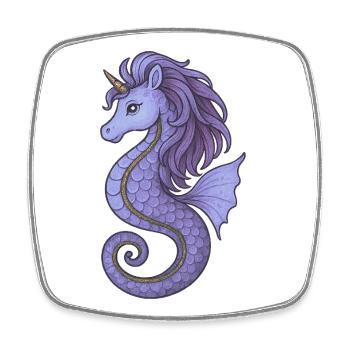 Hippocampe Licorne Violet Violet - Magnet carré - blanc - Devant