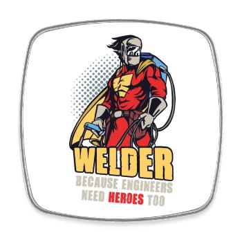 Schweißer Spruch Geschenke Für Metallbauer  - Viereckiger Kühlschrankmagnet - Weiß - Vorne