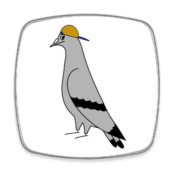 Pigeon with Cap – Urban Minimal Illustration - Viereckiger Kühlschrankmagnet - Weiß - Vorne
