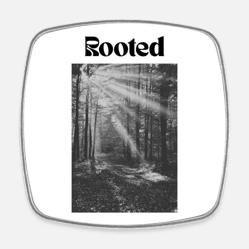 rooted - Square fridge magnet - white