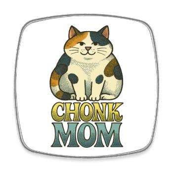 Chonk Cat Mom Imprimé rétro - Magnet carré - blanc - Devant