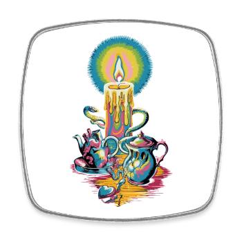 Glaubenslicht Kerze Retro Spirit Design - Viereckiger Kühlschrankmagnet - Weiß - Vorne