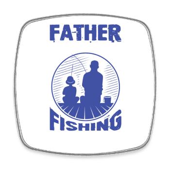 Cadeau de pêche Père et Fils - Magnet carré - blanc - Devant