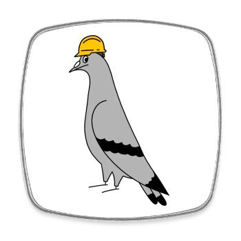 Pigeon Construction Helmet – Minimal Illustration - Viereckiger Kühlschrankmagnet - Weiß - Vorne