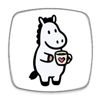 HerzHippo Coffee Companion - Magnet carré - blanc - Devant