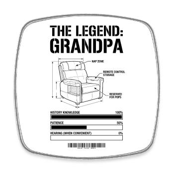 The Legend Grandpa - Square fridge magnet - white - Front