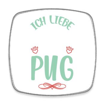 I love my pug with wings - Square fridge magnet - white - Front