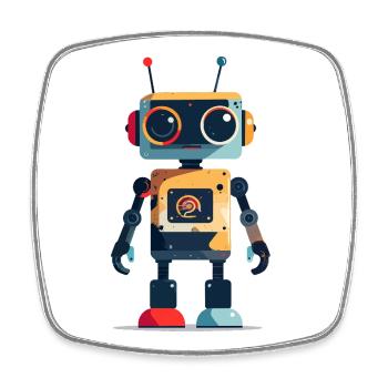 Small Robot in Toy Style Kids Motif - Square fridge magnet - white - Front