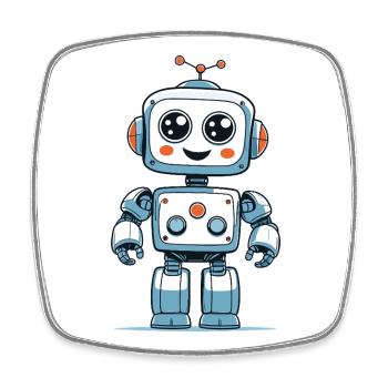 Kleiner Weltraumroboter - Viereckiger Kühlschrankmagnet - Weiß - Vorne