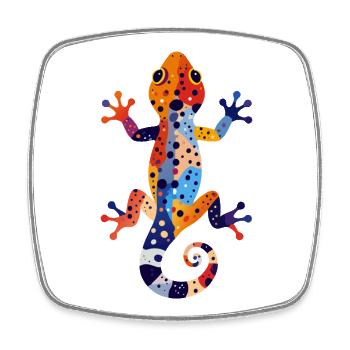 Bunter Gecko Eidechse Farbexplosion Sommer Motiv - Viereckiger Kühlschrankmagnet - Weiß - Vorne