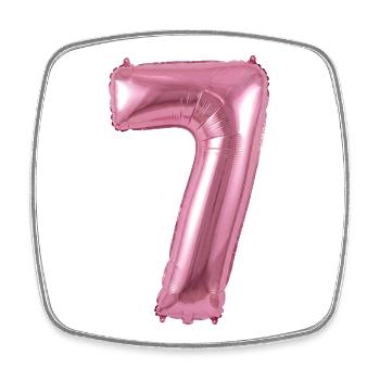 7th Birthday Shirt, Seventh Birthday Helium - Square fridge magnet - white - Front