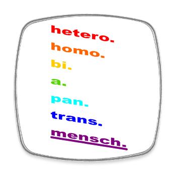 Regenbogen-Identität: Homo Bi Pan Trans - Viereckiger Kühlschrankmagnet - Weiß - Vorne