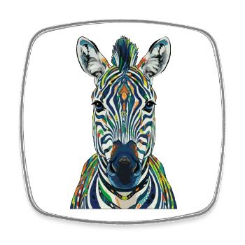 Buntes Zebra - Viereckiger Kühlschrankmagnet - Weiß - Vorne