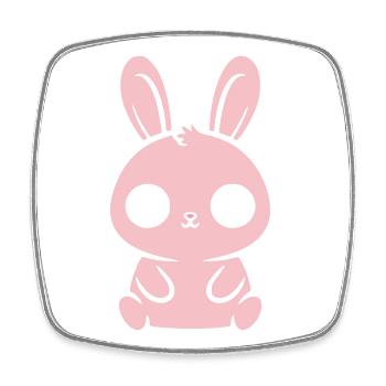 Kawaii Hase Rosa Große Augen Süß - Viereckiger Kühlschrankmagnet - Weiß - Vorne