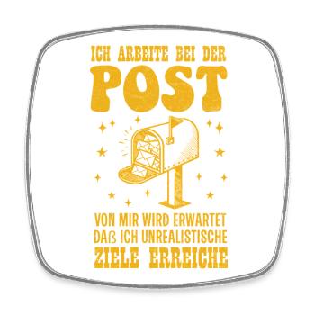 Postboten ICH ARBEITE BEI DER POST VON MIR WIRD - Viereckiger Kühlschrankmagnet - Weiß - Vorne