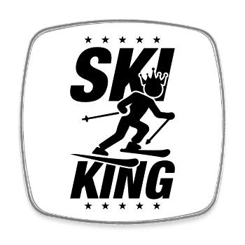Ski King - Magnet carré - blanc - Devant