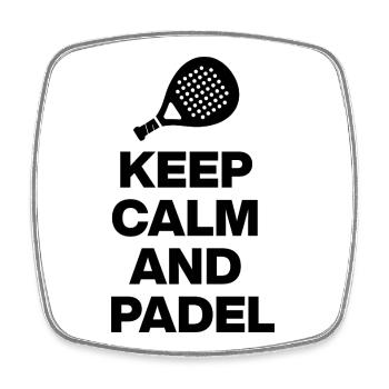 KEEP CALM AND PADEL! SMASH IT BLACK - Square fridge magnet - white - Front