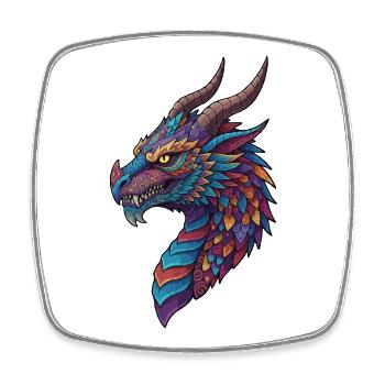Mosaïque du Dragon Coloré - Magnet carré - blanc - Devant