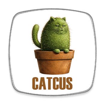 Catcus – Prickly Cat Cactus Love - Square fridge magnet - white - Front