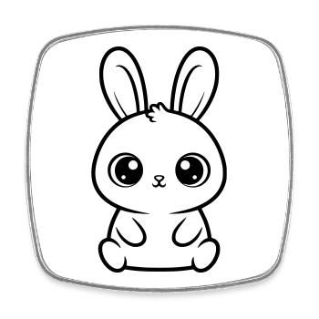Kawaii Hase Große Augen Süß Vektor - Viereckiger Kühlschrankmagnet - Weiß - Vorne