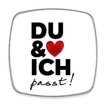 Du & Ich passt - lustiger Valentins Hoodie Shirt - Viereckiger Kühlschrankmagnet - Weiß - Vorne