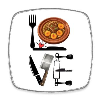 Stew Love and Knife Illustration - Square fridge magnet - white - Front