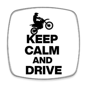 RESTE CALME ET CONDUIS ! MOTARD DE MOTOCROSS FREEDOM BLAK - Magnet carré - blanc - Devant