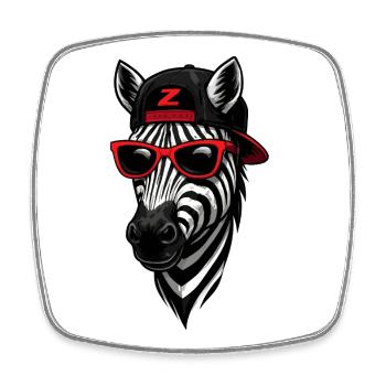 Cooles Zebra mit Cap und Sonnenbrille  - Viereckiger Kühlschrankmagnet - Weiß - Vorne