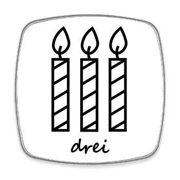 Birthday Three Candles - Square fridge magnet - white - Front