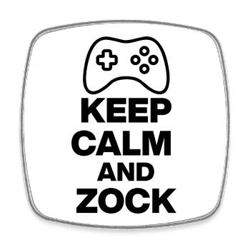 KEEP CALM AND ZOCK! GAMING GAMER KONSOLE PC black - Viereckiger Kühlschrankmagnet - Weiß - Vorne