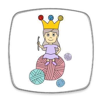 Little knitting queen with yarn ball - Square fridge magnet - white - Front