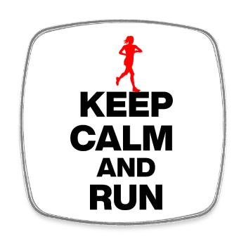 KEEP CALM AND RUN! JOGGING RACING SPORT FIT black - Square fridge magnet - white - Front