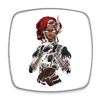 Steam Punk Beautiful Women Steampunk - Square fridge magnet - white - Front