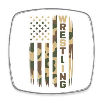 Wrestling USA Flag Camo Patriot Design - Square fridge magnet - white - Front